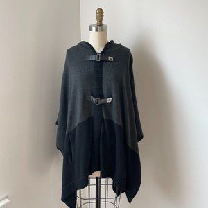 Michael Kors Knit Color-block Zip Poncho w/ Hood and Pockets